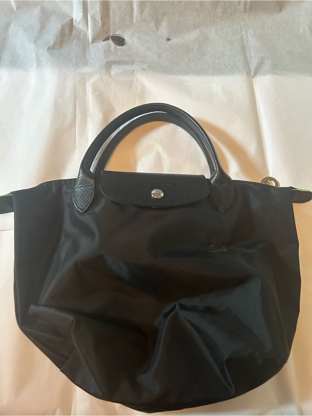 Longchamp Black Nylon Le Pliage Small Top-Handle Tote